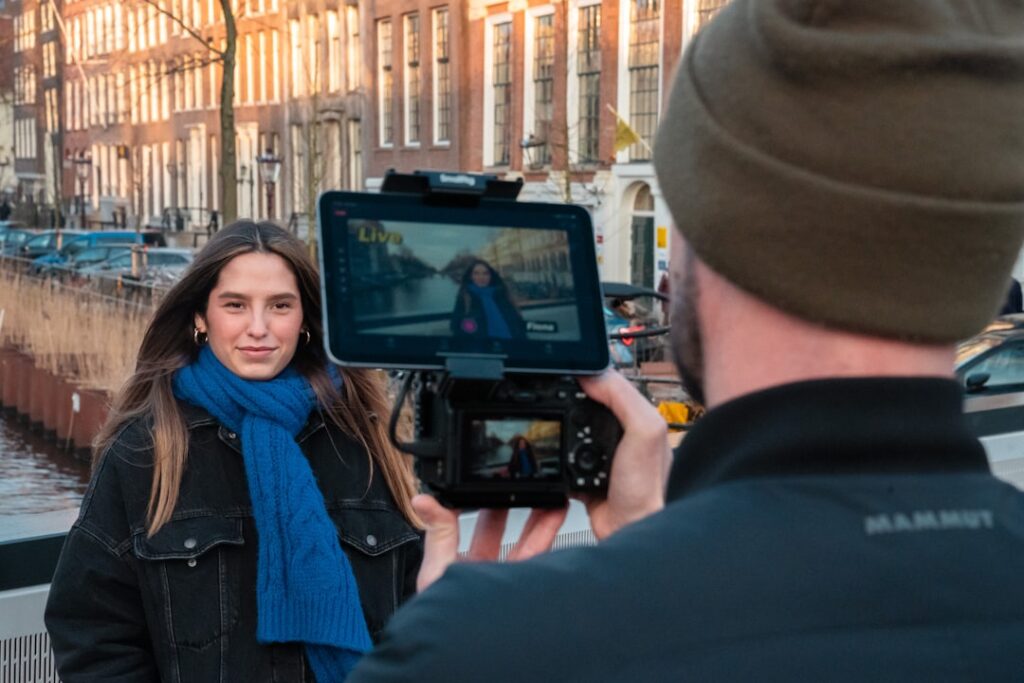 Behind the scenes from a livestream with Detail. We make it effortless to record, customize, and share professional video podcasts — all from your iPhone.