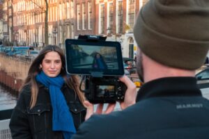 Behind the scenes from a livestream with Detail. We make it effortless to record, customize, and share professional video podcasts — all from your iPhone.