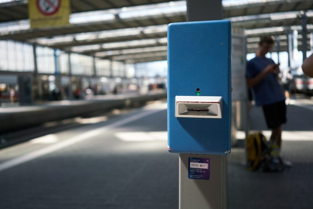 Validation machine at the railway station Hauptbahnhof.