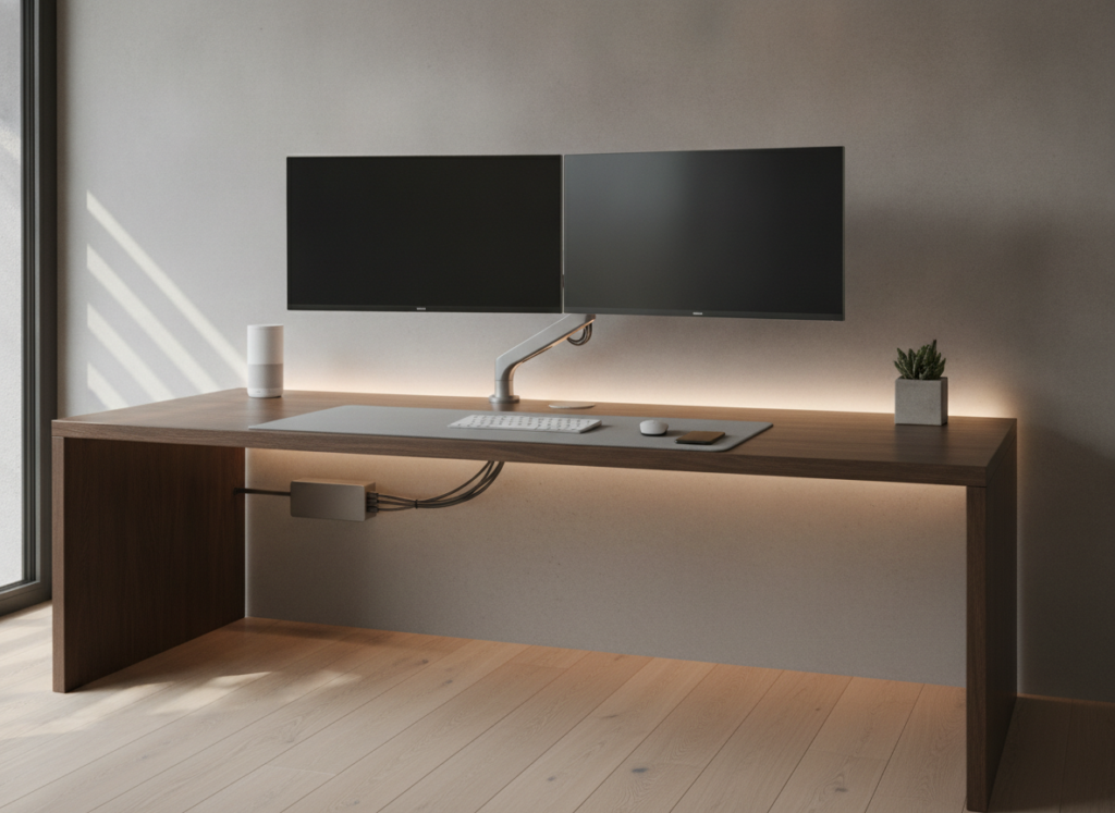Zo werk je ledstrips en slimme verlichting netjes weg bij je bureau